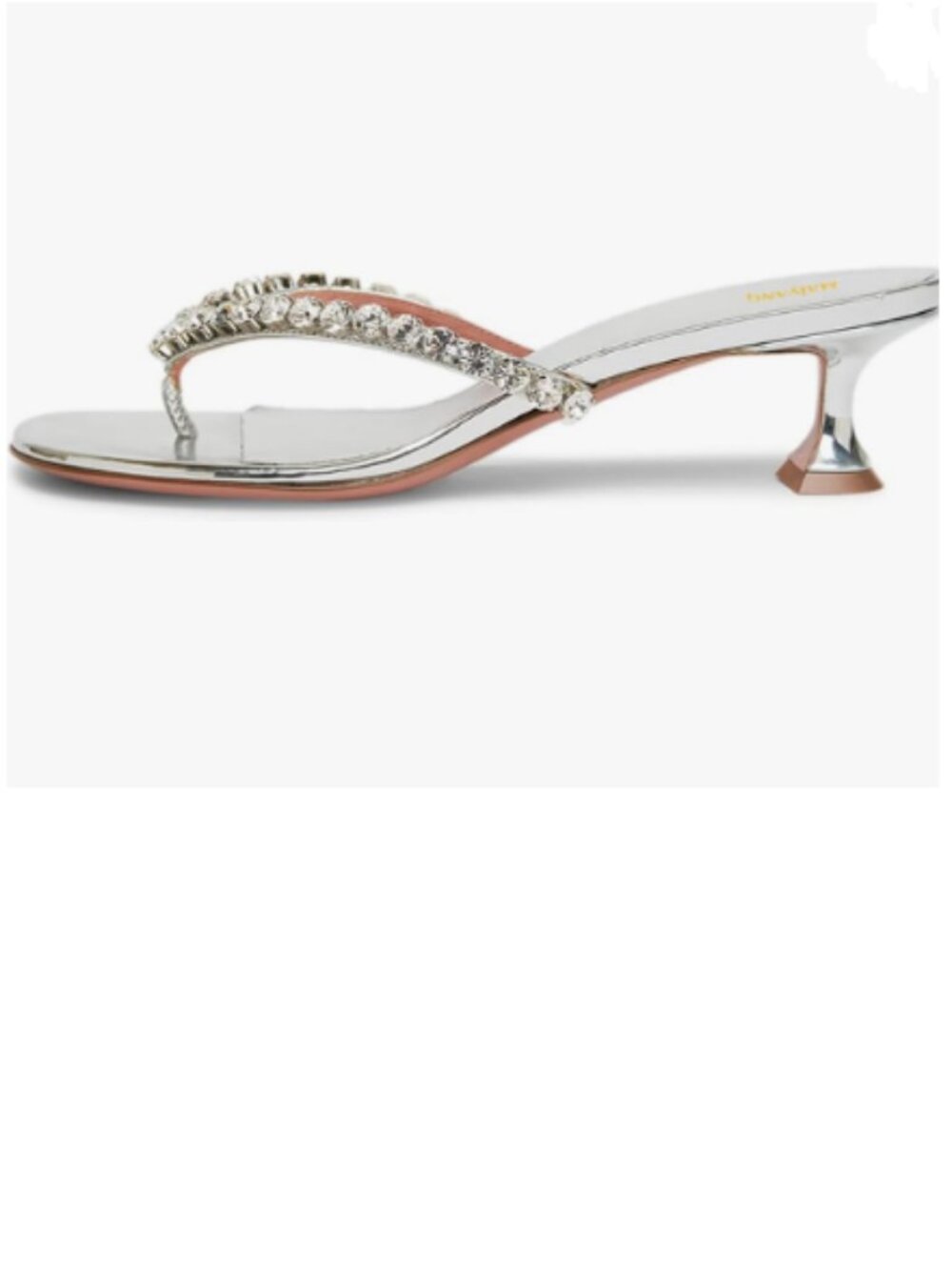 Maiyang Silver Open Toe Rhinestone Strappy Flip Flops Slip on Low Heel Mules